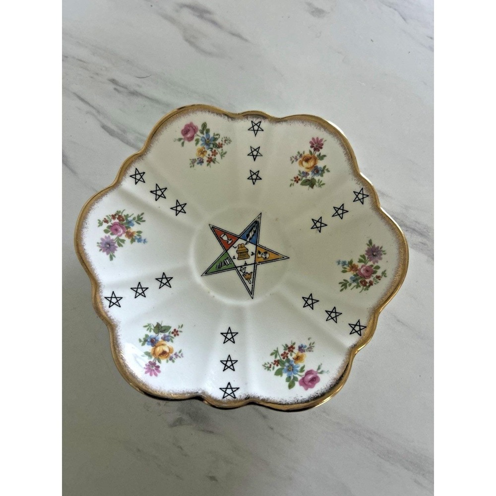 Vintage Masonic Order of the Eastern Star Round Trinket Dish Ceramic Salisbury A
